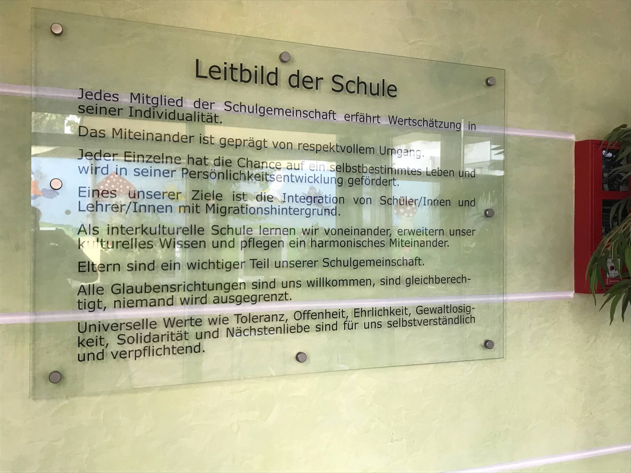 Leitbild im Eingangsbereich